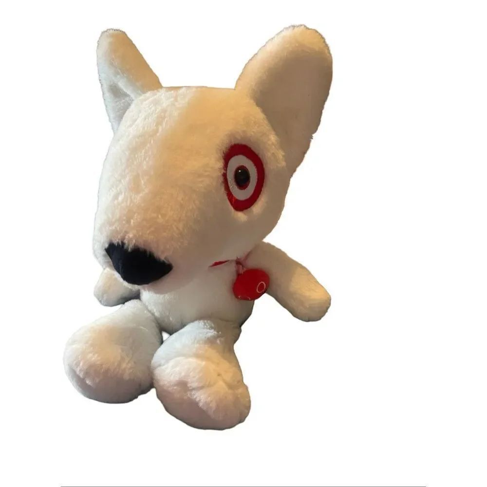 Target White Black Red Pink Plaid Backpack Bullseye Plush Dog Stuffed Animal 14"